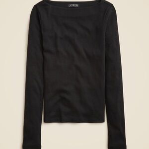 J. Crew Women's Black Fine Rib Boatneck Top